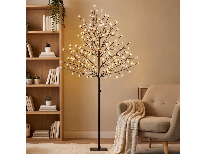  Arbre lumineux 150cm cerisier artificiel lumineux 160 led et 16 branches flexibles, décoration intérieure et extérieure  - Conforama D