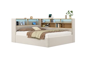 Lit banquette 140x190 cm <strong></strong> <strong></strong> coloris beige