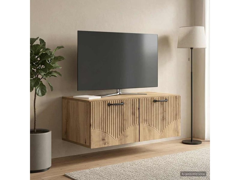  Meuble tv - banc tv - meuble de rangement mural 78,5 x 41 x 30 cm chêne artisanal  - Conforama D