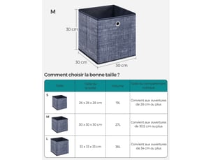 Lot de 6 boîtes de rangement pliables 30 x 30 x 30 cm pour jouets vêtements style moderne en tissu non-tissé bleu brumeux 12_0010524
