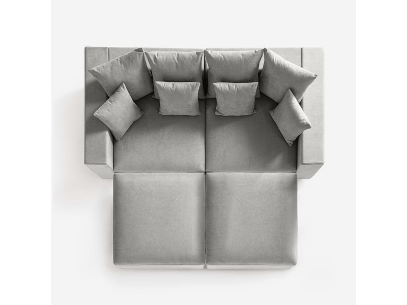  Canapé modulable déhoussable made in italy avec pouf et coussins cortina f - silver  - Conforama D