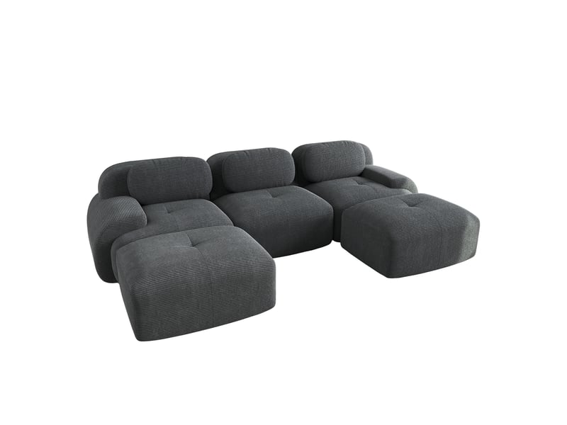  Canapé d'angle modulable en u modenvie 3 places 298 x 178 x 70 cm velours côtelé gris  - Conforama A