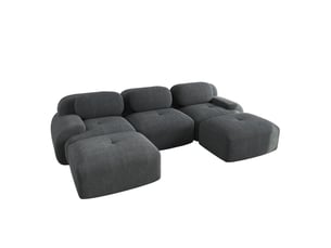 Canapé d'angle modulable en u modenvie 3 places 298 x 178 x 70 cm velours côtelé gris