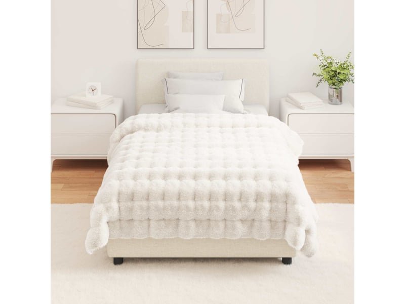  Couverture décorative, couverture antidérapante en fausse de lapin 4 pc blanc shl50338  - Conforama D