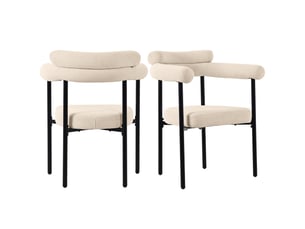 Lot de 2 chaises modernes 70x62x85 cm, assise circulaire, pour salles à manger, salons et bureaux, tissu poilu, beige