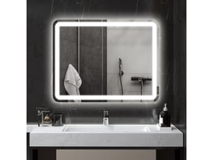 Miroir de salle de bain rectangulaire led fonction anti-buée luminosité réglable fonction mémoire 70 x 90 cm argent