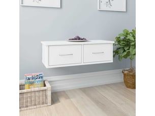 Étagère murale, étagère suspendue et tiroirs blanc 60x26x18,5 cm bois d'ingénierie cf42252