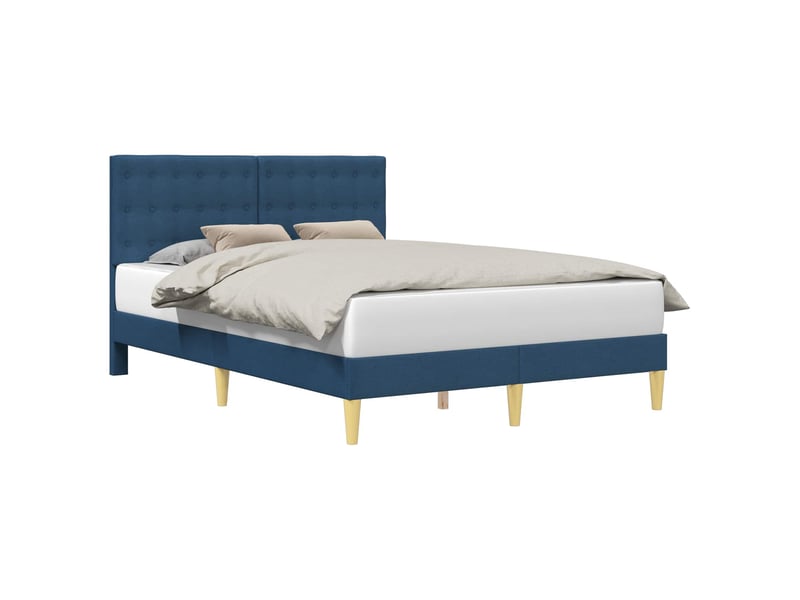 Lit double- lit adulte - cadre de lit avec tête de lit bleu 120 x 190 cm tissu - Conforama A