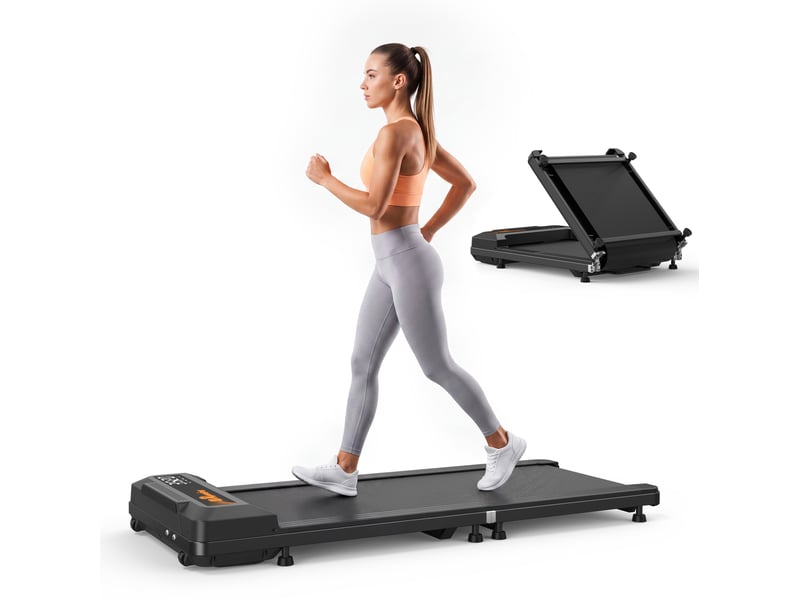  Tapis de course pliable 180° noir, 1 à 6 kmh, écran led et télécommande, pour marche et jogging à domicile  - Conforama A
