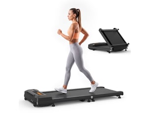 Tapis de course pliable 180° noir, 1 à 6 kmh, écran led et télécommande, pour marche et jogging à domicile