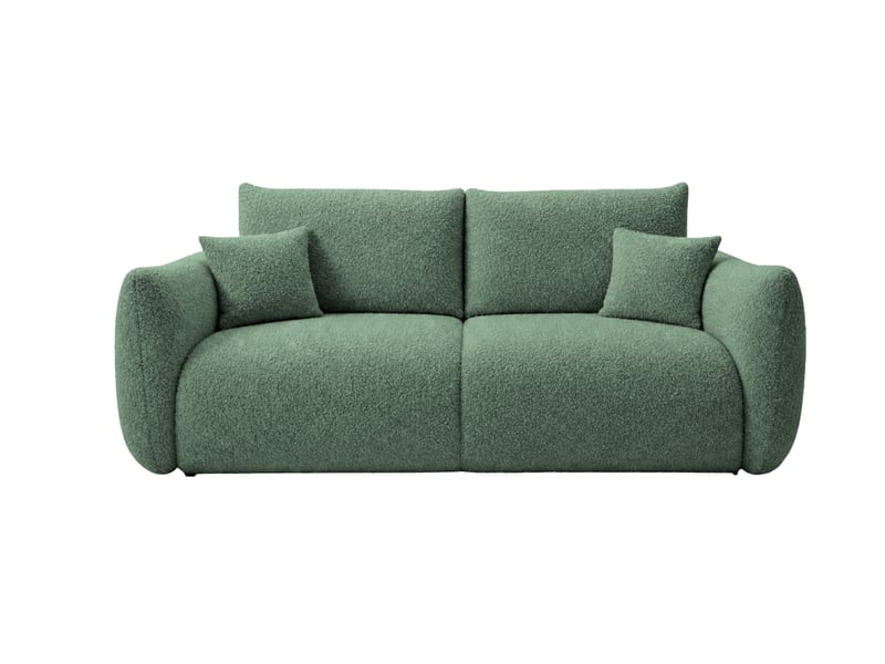  Elio mini - canapé droit convertible tissu bouclette 2 places vert  - Conforama A
