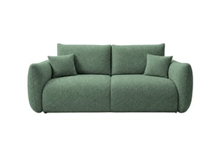 Canapé droit convertible CASANOVA 2 places Tissu vert avec coffre de rangement
