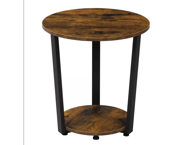  Table d’appoint ronde 50x50x53 cm 2 niveaux bois métal marron  - Conforama A