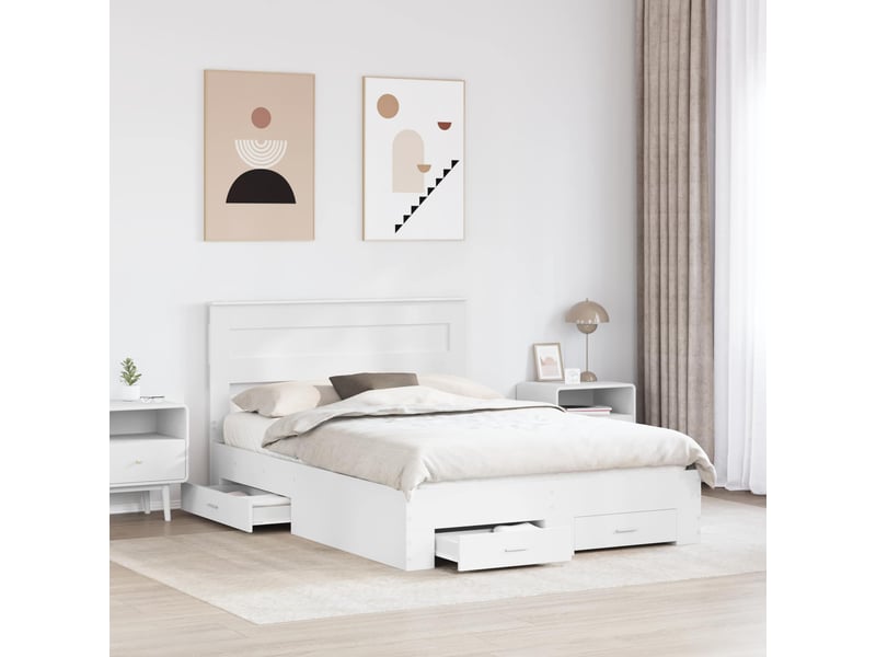  Lit double- lit adulte -  cadre de lit avec tiroir blanc 160 x 200 cm bois d'ingénierie  - Conforama B