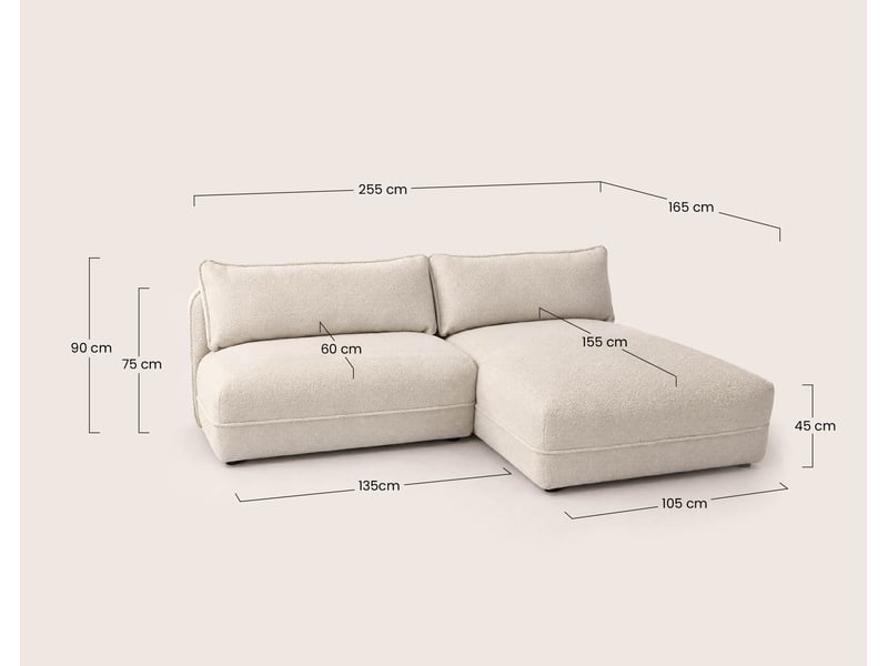  Lucien - canapé d'angle droit 4 places ouvert en tissu bouclette -  - gris LUCIEN - Conforama C