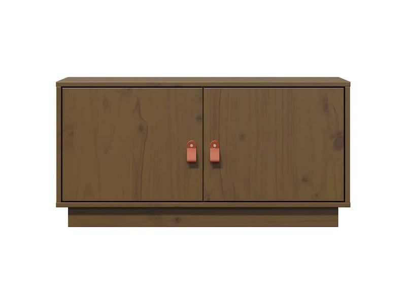  Meuble tv - banc tv - meuble de rangement marron miel 80x34x40 cm bois de pin massif  - Conforama D