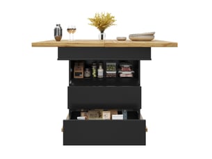 Table à manger extensible, 110x80x75 cm, repas, salle à manger, design moderne, pratique, mdf, coloris noir et naturel