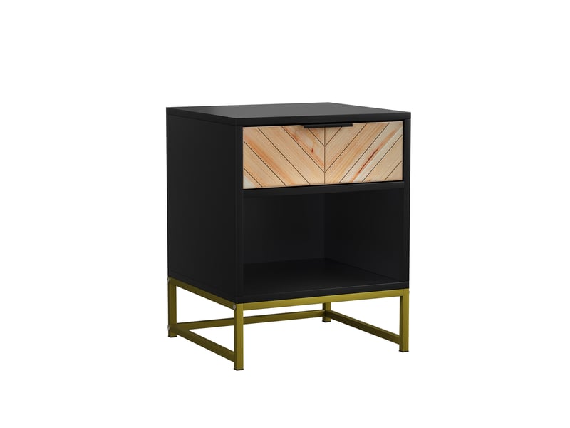  Table de chevet moderne, 1 tiroir et étagère ouverte, meuble d’appoint, 43 cm, rangement  - Conforama E