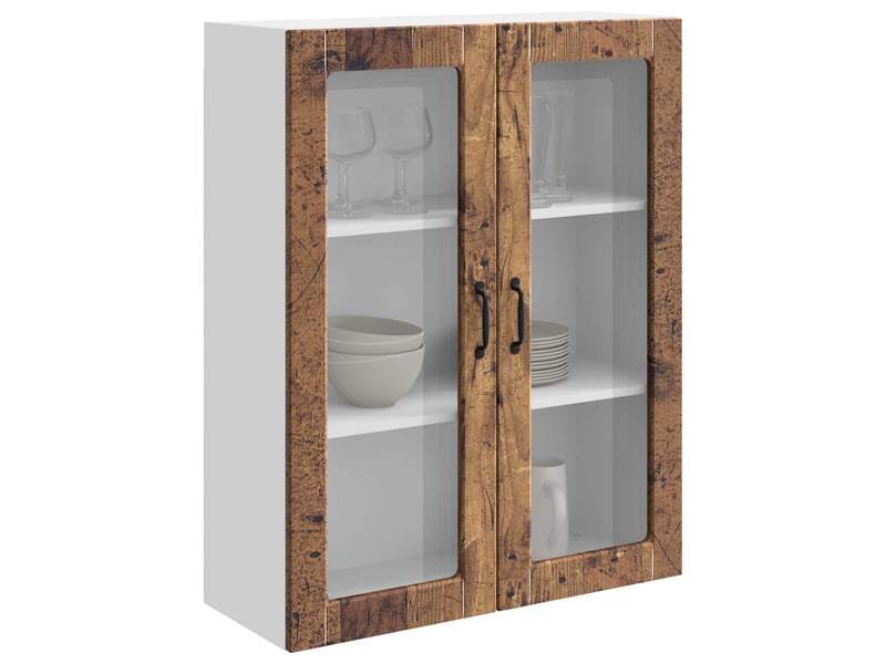  Meuble mural de cuisine | armoire de cuisine bois ancien 80x31x100cm shl8030  - Conforama C