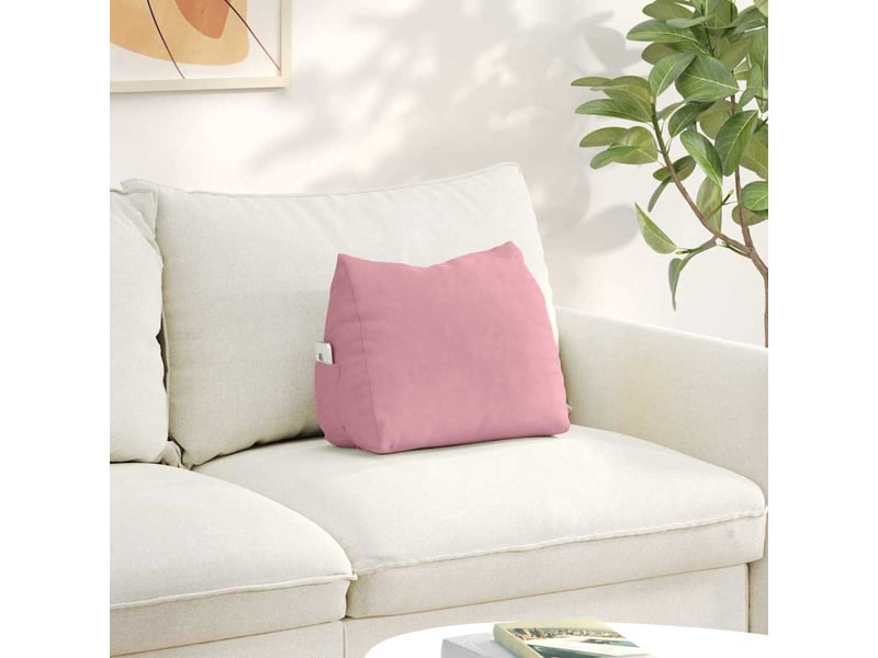 Coussin de dos, coussin de dossier rose 45 x 20 x 35 cm tissu en velours côtelé cf54978 - Conforama B
