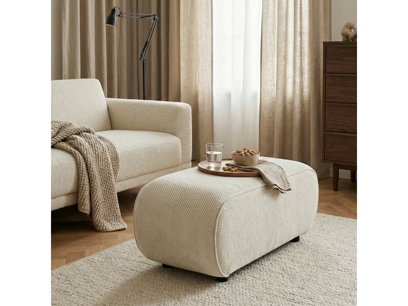 Pouf repose-pieds modulable en velours pour salon moderne gardena - crème  - Conforama B