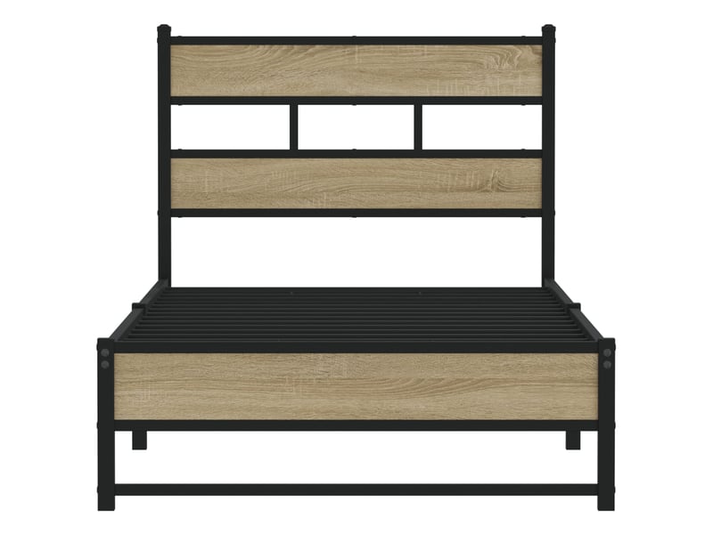  Lit simple- lit adulte -  cadre de lit en métal sans matelas chêne sonoma 80x200 cm  - Conforama C