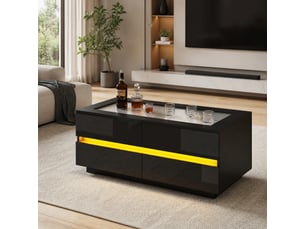 Table basse rectangulaire coloris noir <strong>CHICFURN</strong> <strong></strong> - 50 cmx100 cm