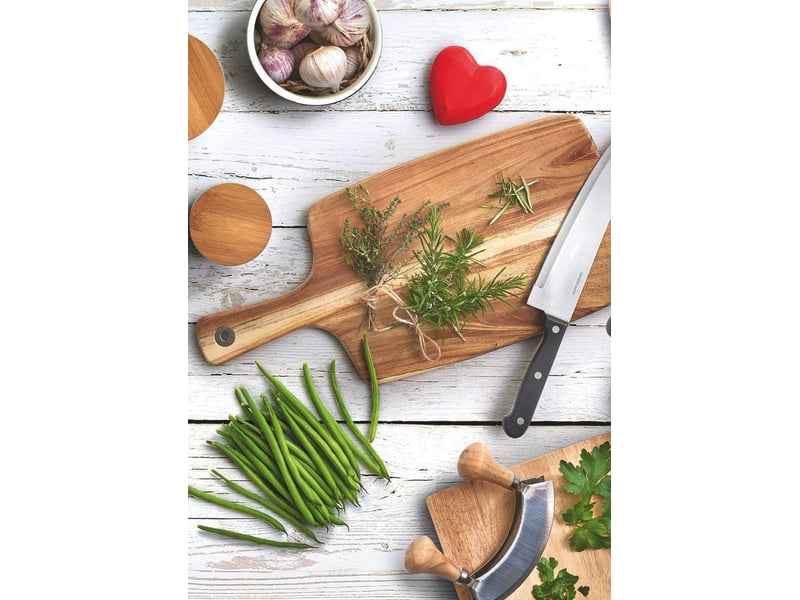  Zeller 25550 planche à découper avec poignée bois marron 32 x 18,3 x 1,2 cm  - Conforama D