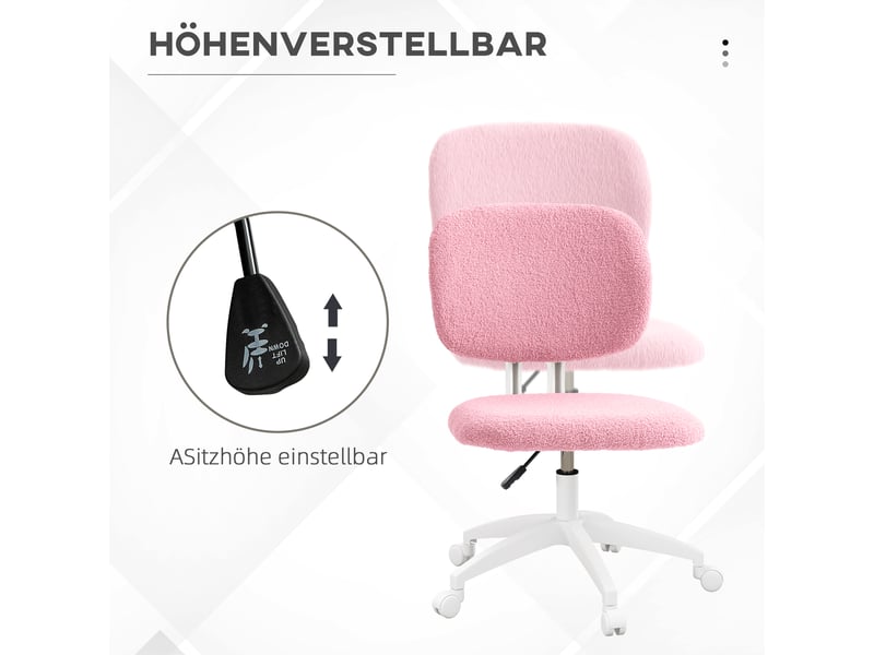  Chaise de bureau ergonomique,48x53x80-90 cm,réglable,polyester,rose  - Conforama E