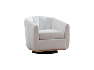 Fauteuil crapaud pivotant 360° 81x73x75.5cm – fauteuil tonneau design citrouille avec base en métal – tissu de chenille - ivoire