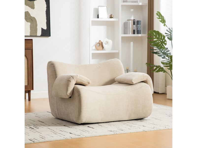  Canapé modulable, canapé de salon : base antidérapante, mousse haute densité, en tissu chenille, kaki clair  - Conforama A