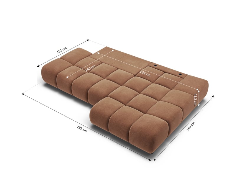 Canapé d'angle droit convertible almera 4 places tissu terracotta - Conforama E