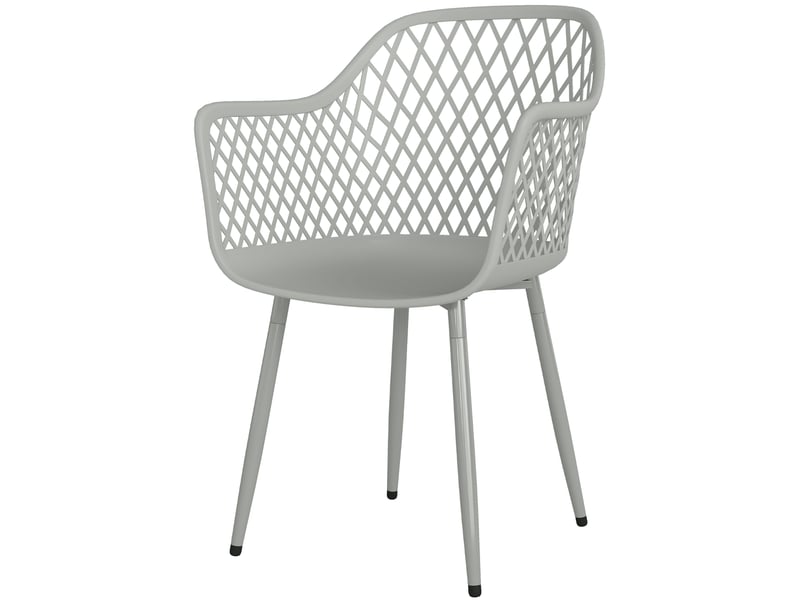  Lot de 4 chaises de jardin avec accoudoirs plastique et métal gris 56 x 51 x 84 cm  - Conforama B