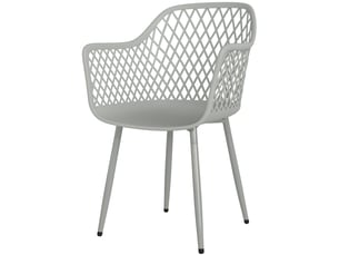 Lot de 4 chaises de jardin avec accoudoirs plastique et métal gris 56 x 51 x 84 cm