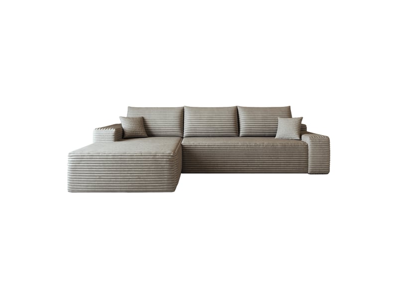 Canapé d'angle modulable 270 cm avec méridienne, canapé camel assise profonde sans montage pour salon - Conforama A
