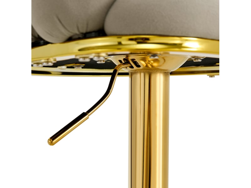  Tabouret de bar 2 pièces avec hauteur réglable, dossier à chaînes sphériques et structure métallique, en velours gris  - Conforama E