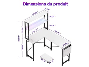 Bureau gaming GENERIC HOME coloris blanc