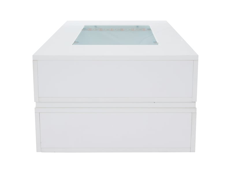  Table basse led blanche avec contrôle par application bluetooth, plateau en verre trempé, table de salon moderne 100x50x35 cm  - Conforama R