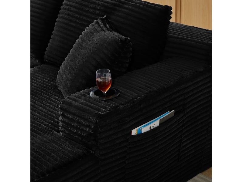  Canapé modulable en u 6 places sans structure en velours côtelé noir  - Conforama E