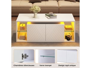 Table basse rectangulaire coloris blanc <strong></strong> <strong></strong> - 50 cmx100 cm