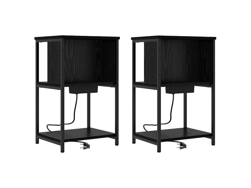  Table de chevet - cabinet de chevet - table de nuit 2 pièces chêne noir 38 x 31 x 61 cm  - Conforama A