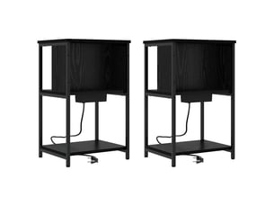 Table de chevet - cabinet de chevet - table de nuit 2 pièces chêne noir 38 x 31 x 61 cm