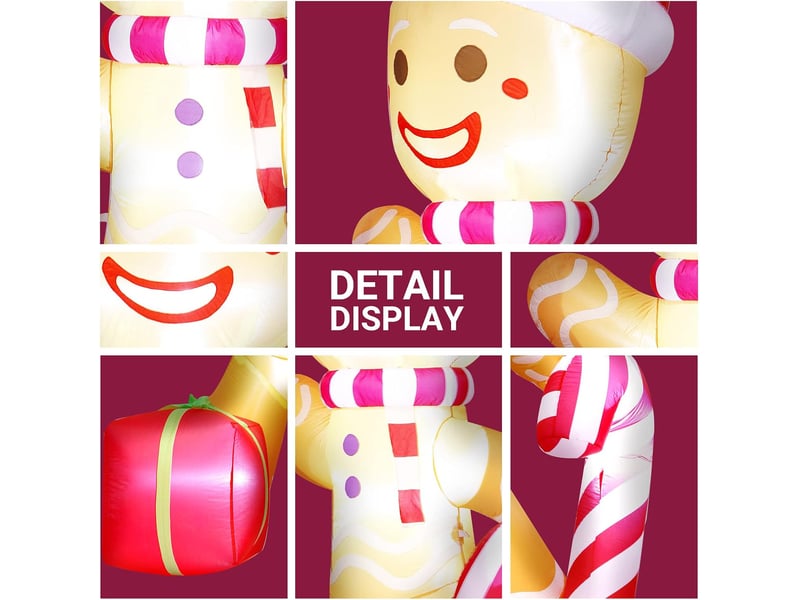  Bonhomme en pain d'épices gonflable de noël 1,2 m avec led, décoration extérieure pour jardin  - Conforama D