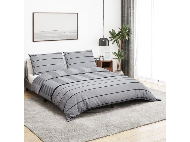  Vidaxl ensemble de housse de couette gris clair 260x240 cm coton  - Conforama A