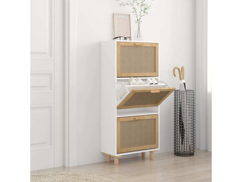  Meuble à chaussure | armoire à chaussures blanc 52x25x115 cm bois d'ingénierierotin  - Conforama B