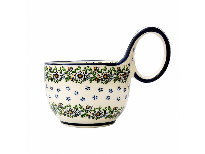  Mug en céramique à anse galbée, couronne de marguerites, 450 ml  - Conforama A