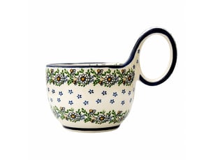 Mug en céramique à anse galbée, couronne de marguerites, 450 ml