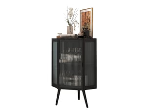 Armoire de rangement tcqpz sur pied 56 x 42,5 x 80 cm 2 niveaux métal verre trempé noir
