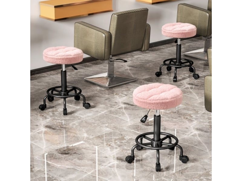  Tabouret de travail pivotant 360°, réglable 50-66 cm, rose, pour bureau, salon et spa  - Conforama D