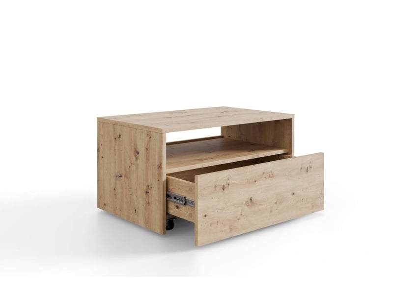  Table basse lino 80 x 50 cm - roulettes et tiroir, chêne artisan LINO/LAW/80x50/AR - Conforama B